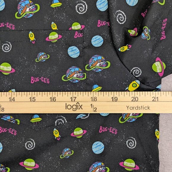 Buc-ees Shirt Mens Small Black AOP UFO Space Ships Planets Button Up Hawaiian - Picture 5 of 8